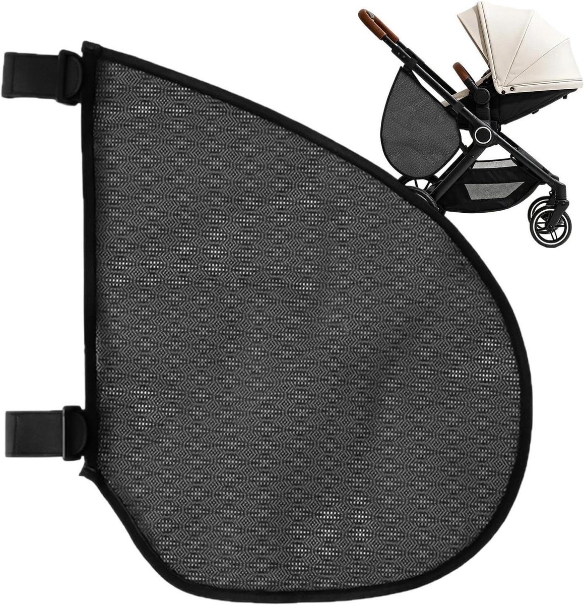 Kinderwagen Mesh Tas - Kinderwagen Opbergzak - Reizen met baby - Universele Antislip Banden - 47 x 38 cm - Zwart
