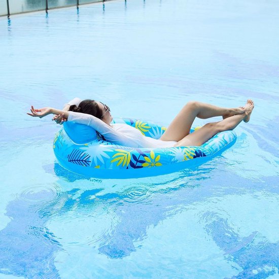 Zwembaddrijven Volwassenen - Opblaasbare Hangmat - Ontspannen in Water - Ergonomisch Comfort - 145 x 95 cm - Blauw — afbeelding 2