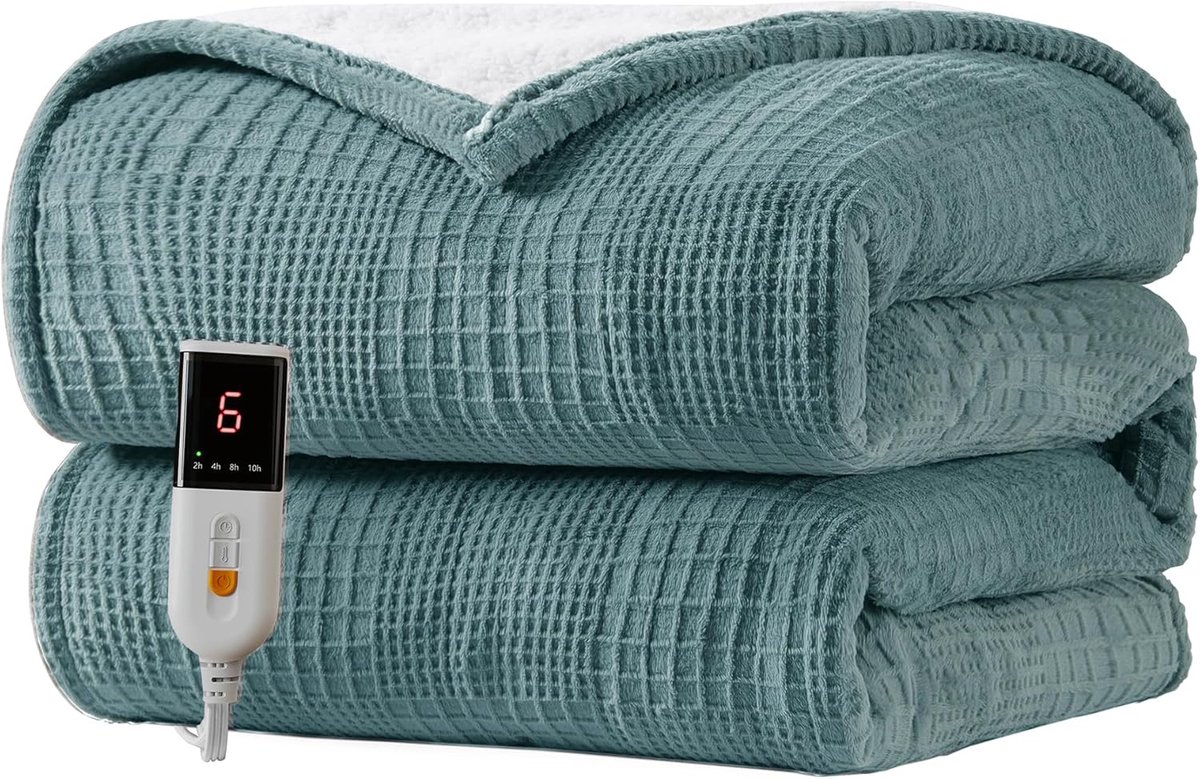 Elektrisch Dekentje - Verwarmde deken - Warm Blijven - 9 Warmtestanden - 130x160 cm - Groen