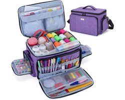 Luxja Sewing Kit Storage Bag, High Capacity, Sewing Accessories Box with Shoulder Strap, Sewing Box
