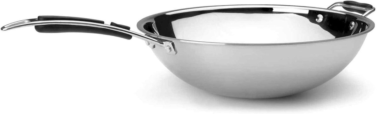 Kookpan - Roerbakpan - Professioneel Koken - Tri-Metal Constructie - 36 cm - Zilver