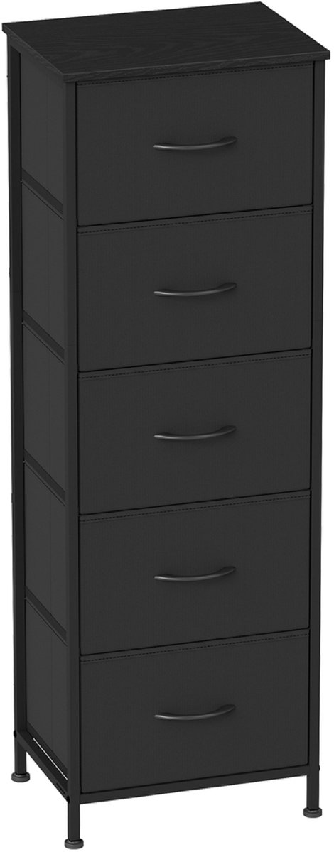 Commode - 5 stoffen lades - MDF en staal - Opbergkast - Geschikt voor slaapkamer en woonkamer