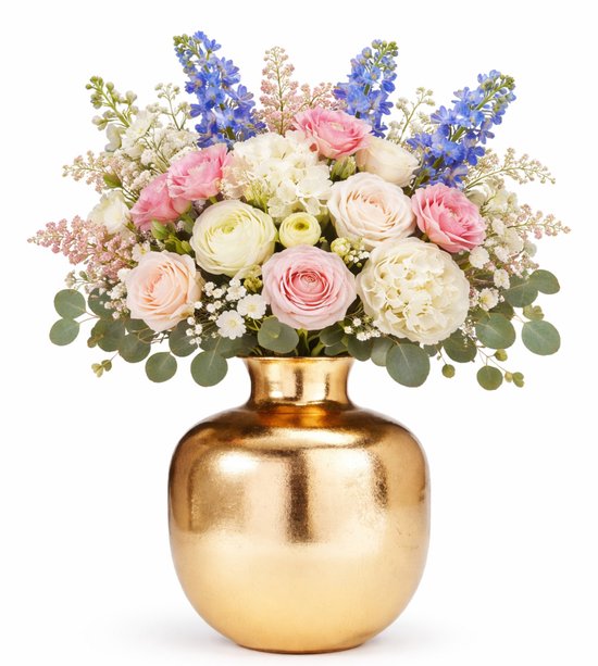 H&S Collection Vaas Dubai - goud - H40 x D30 cm - metaal - bloemenvaas