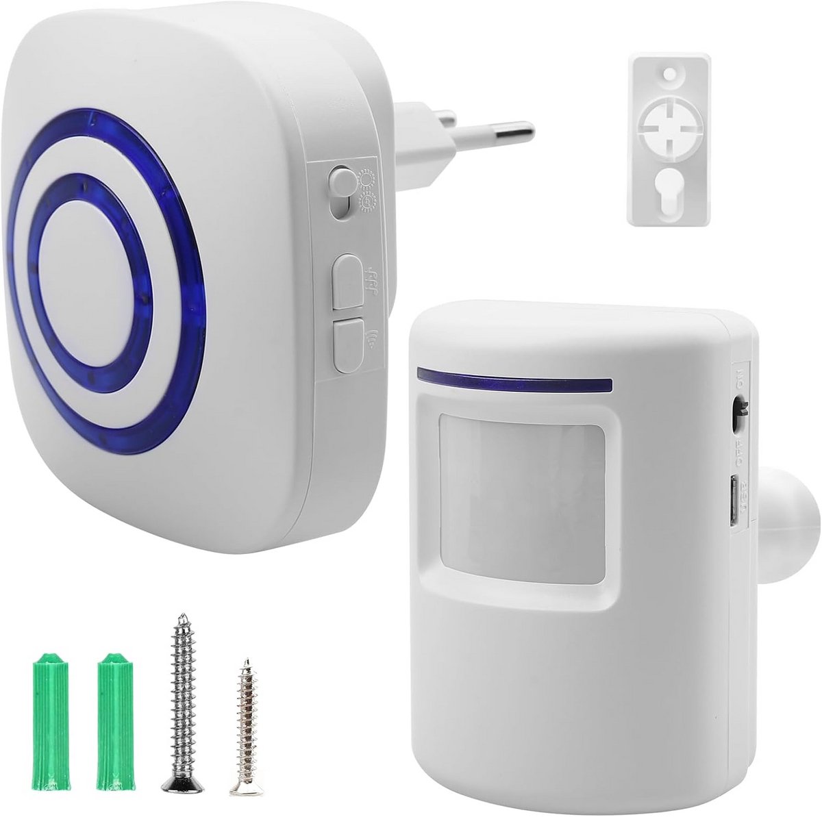 Draadloos Alarmsysteem - Doorgangsdetector Ontvanger - Huis Beveiligen - Instelbare Volume Meldingen - 70 Meter Bereik - Wit