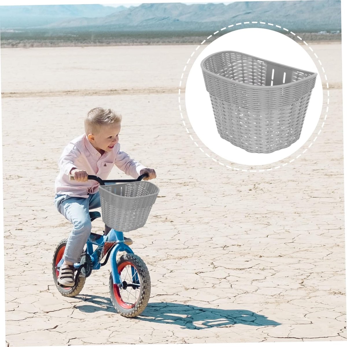 Fietsmand Riet - Stuurmand Voor - Winkelen Buiten - Stevige Structuur - 34x24cm - Grijs