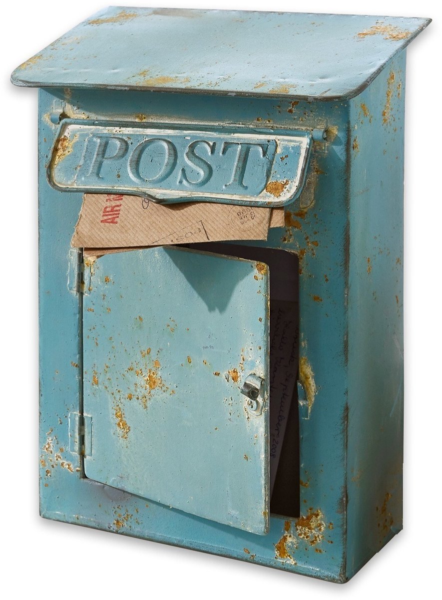LOBERON Decoratieve brievenbus Boîte Postale antiekblauw