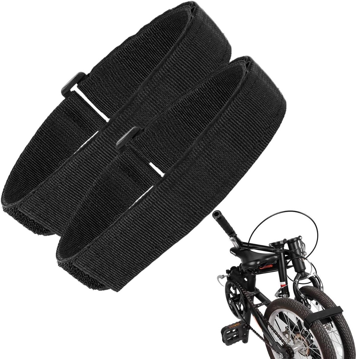 Fietswiel Bevestigingsband - Draaghouder Tweewielers - Veilig Transport - Verstelbare Anti-slip - 2 Stuks - Zwart