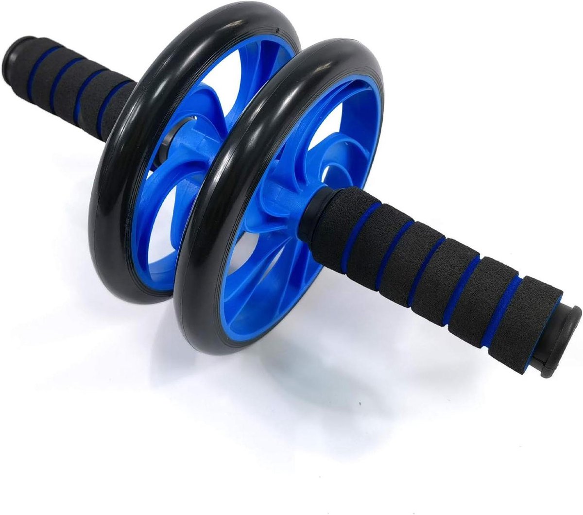Ab Roll Roller - Buikspierroller Fitnesswiel - Spier Definiëren - Dubbele Wielen - 16 x 30.5 x 16cm - Zwart Blauw