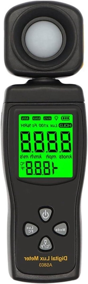 Lichtmeter - Luxmeter Tester - Omgevingsmeting - Breed Meetbereik - Mini Formaat - Grijs