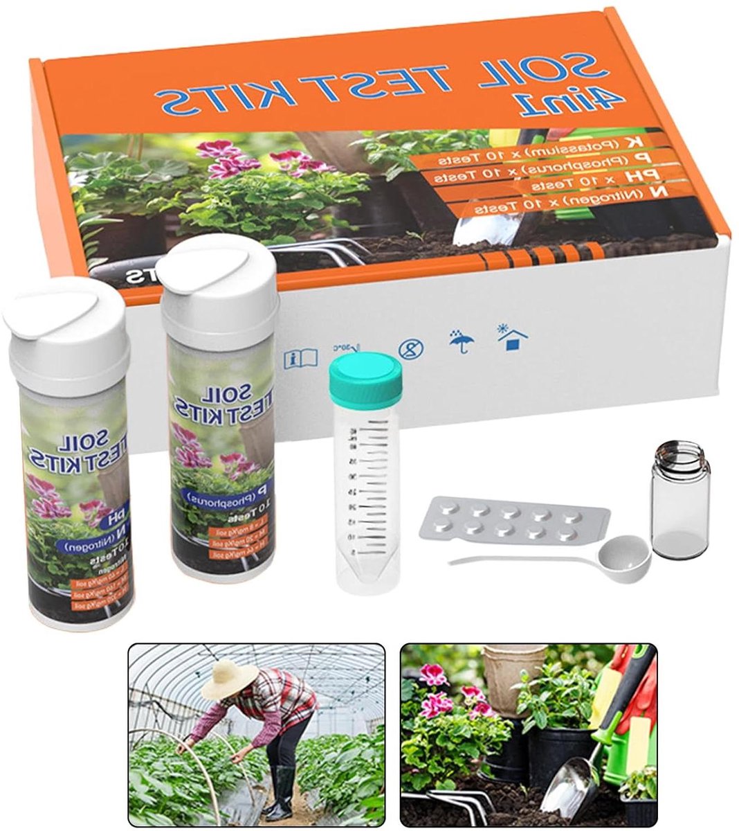 Bodemtestset - Grondtester Voedingsstoffen - Planten Gezond Houden - 4-in-1 Analyse - 18 x 12 x 5 cm - Niet gespecificeerd