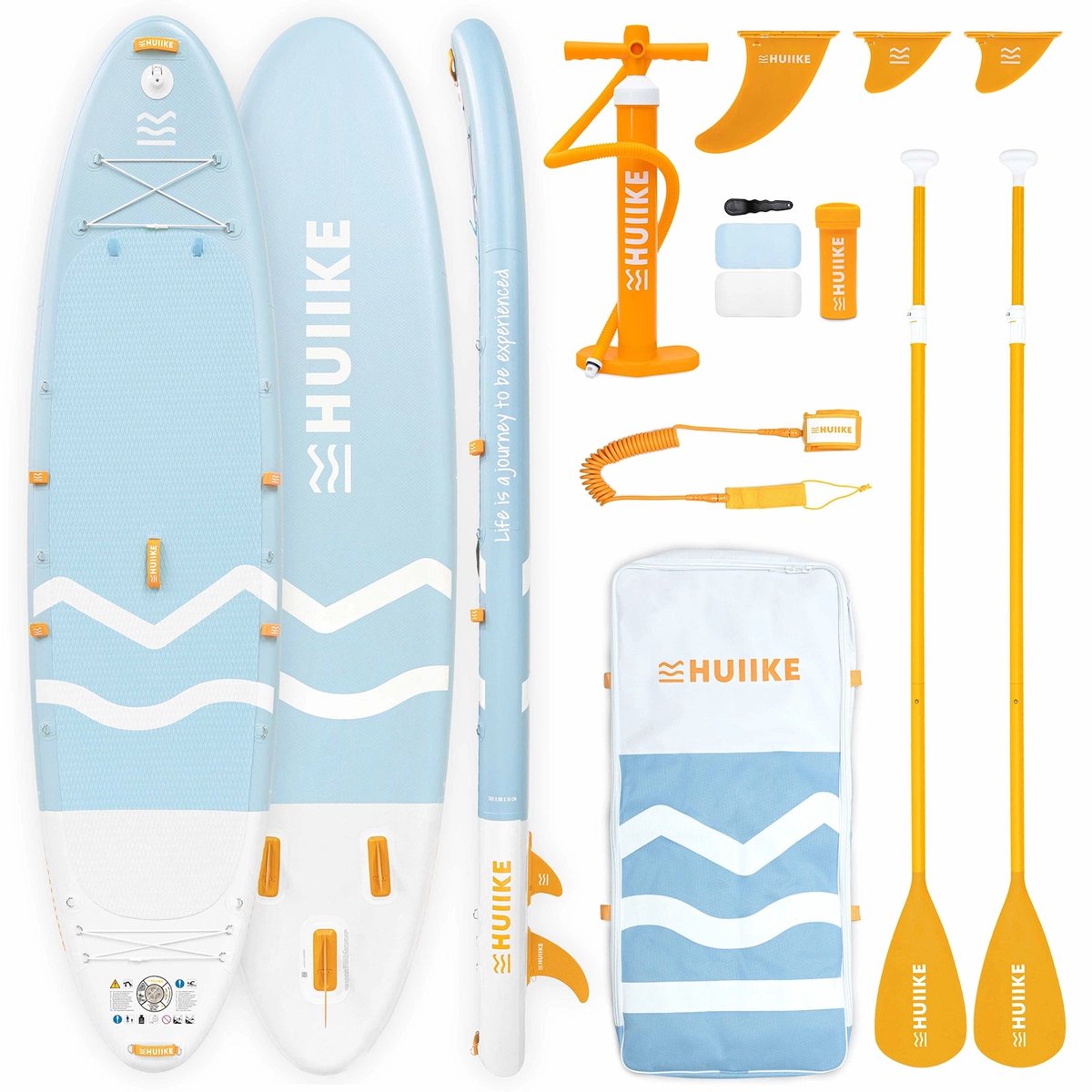HUIIKE SUP Board - Opblaasbaar Paddle Board 2 Personen met Accessoires, Peddel, Vinnen, Pomp - Stand Up Paddle Hoge Stabiliteit - 365 x 89 x 15 cm - Max. 170 kg