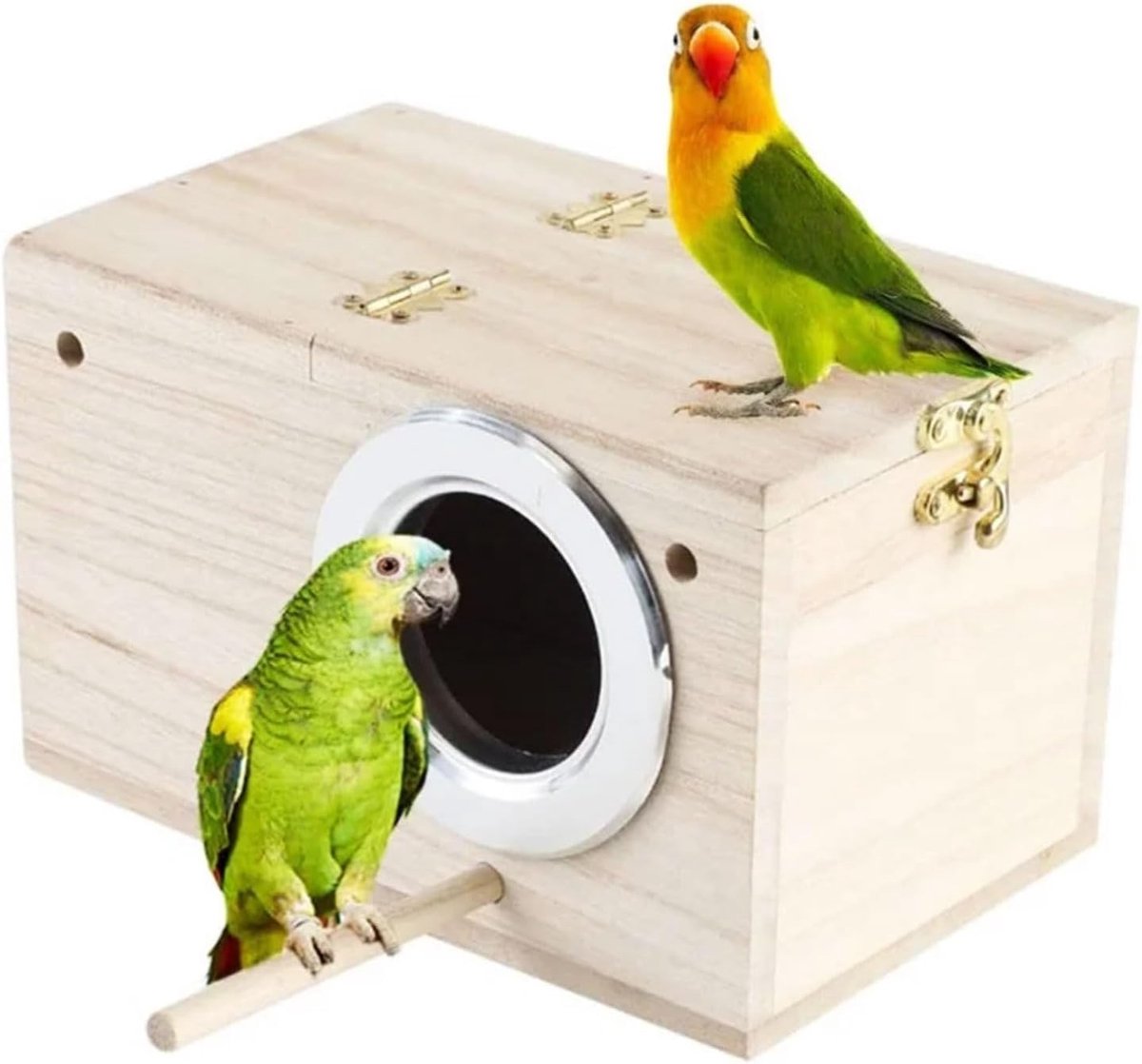 JeiibrZui Natuurlijk Hout Vogelzuchtbox Nistkasten - Middelgroot - 1 Stuk Met Inspectieluik - Bruin