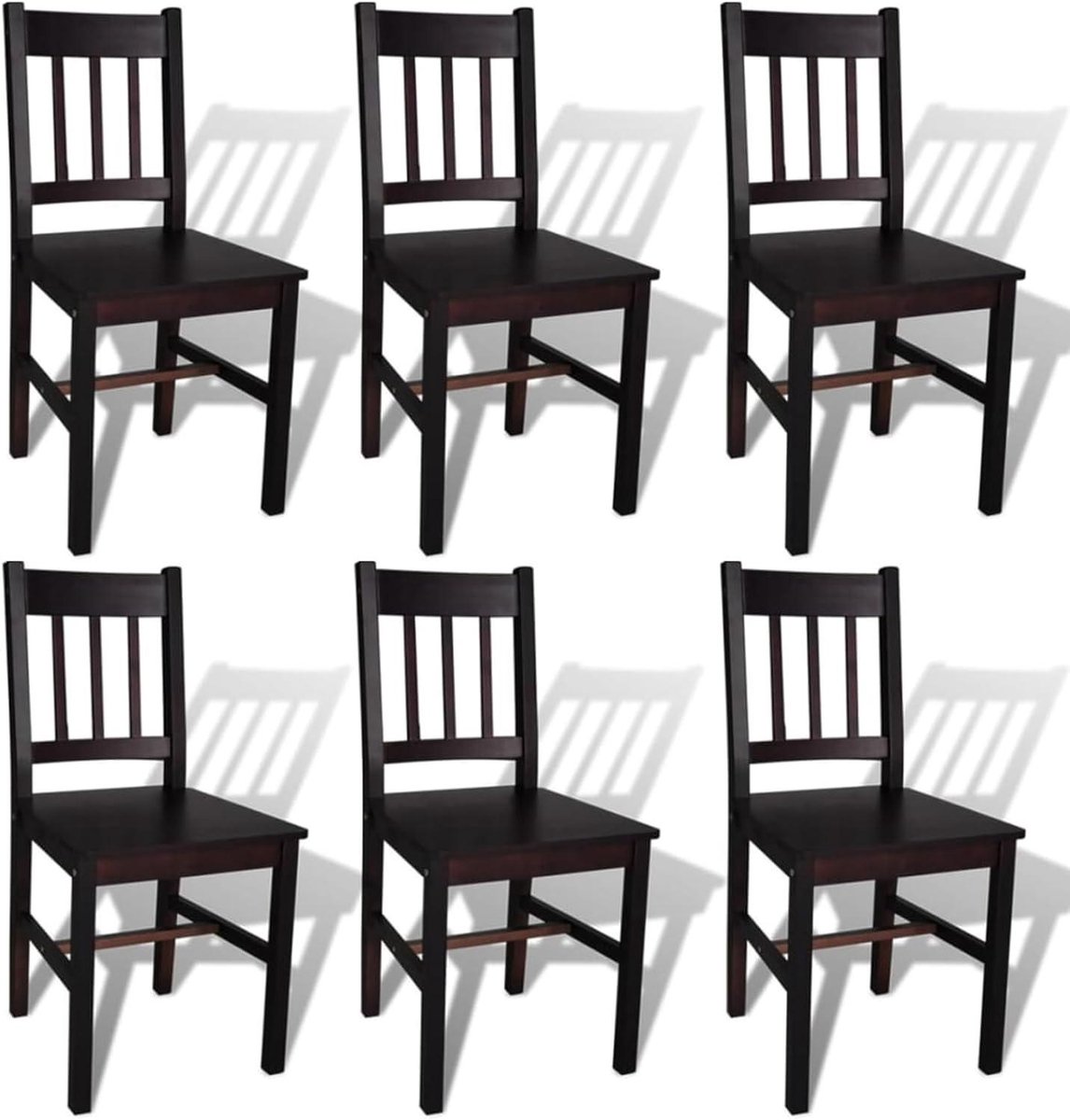 Eetkamerstoelen Set - Stoelen Massief Hout - Gezellig Tafelen - Robuust Grenenhout - 6 Stu