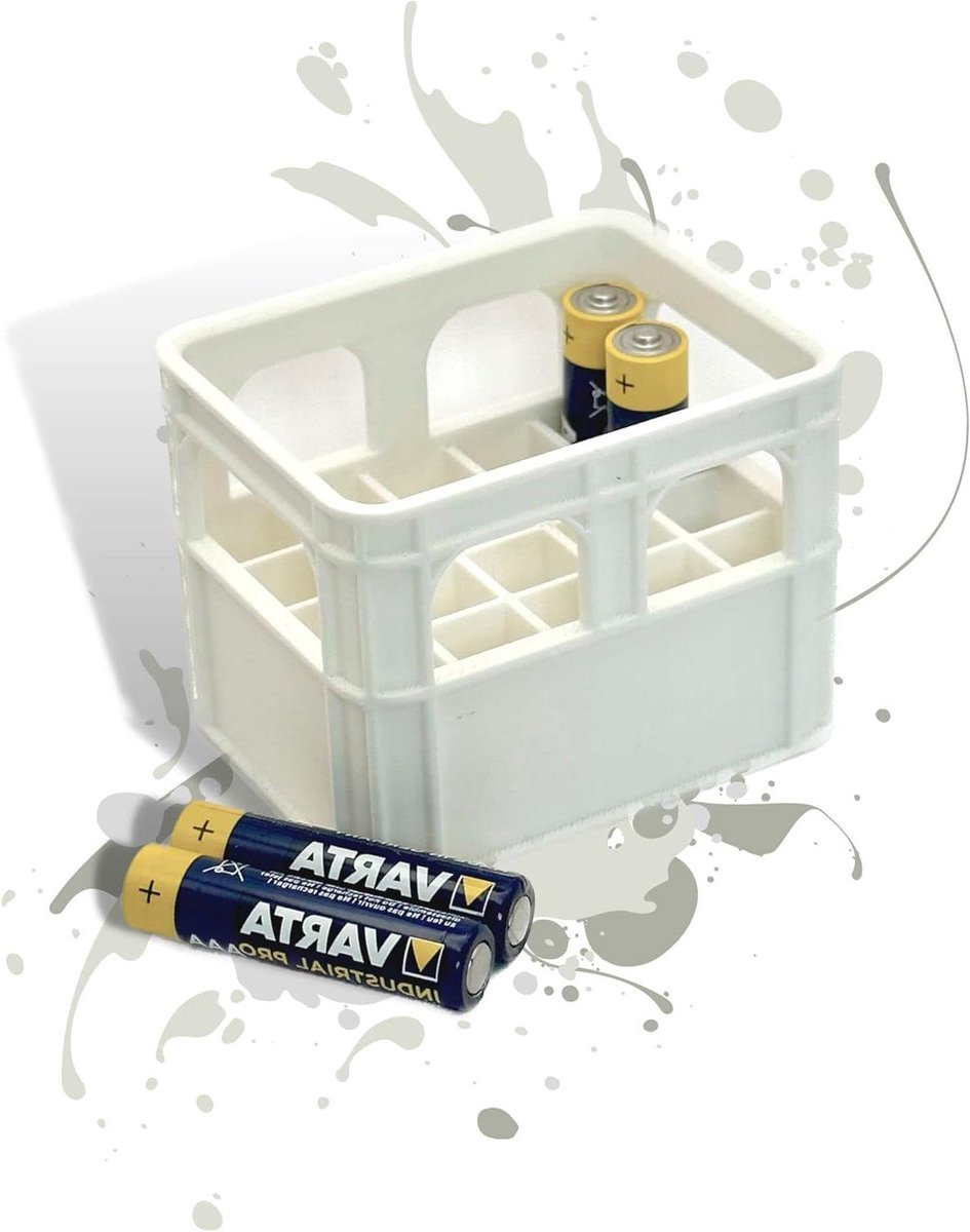 Batterijhouder Mini Box - Opbergdoos Batterijen - Batterijen Sorteren - Stapelbaar Ontwerp - 54 x 68 x 52 mm - Wit