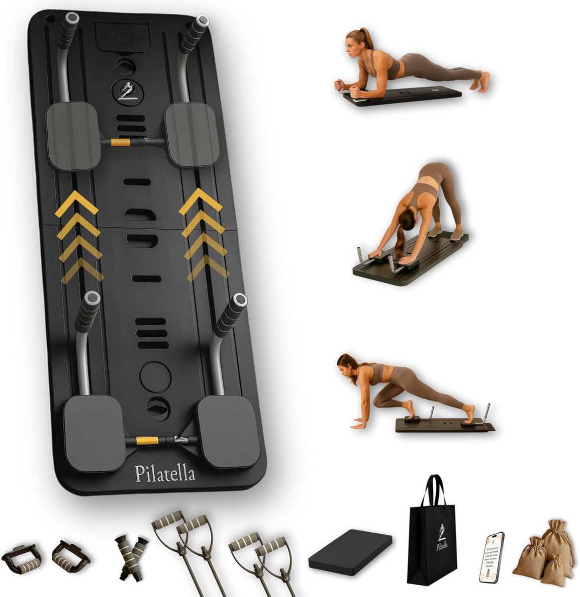Pilates Reformer Opvouwbaar 5-in-1 - Multifunctioneel Pilates Board voor Thuis - Mini Pilatesbord voor Thuisfitness incl. E-book met 10 Oefeningen