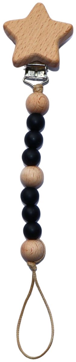 Zibbi Little Star Speenkoord Midnight Black – Luxe Siliconen Speenclip – BPA Vrij
