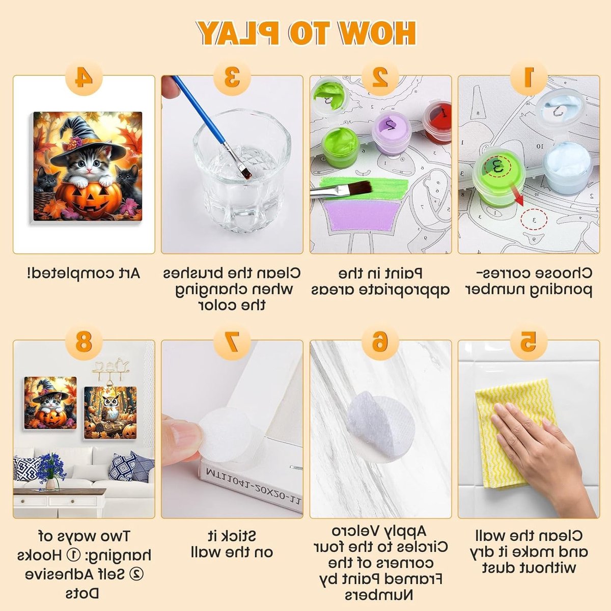 Herfst Schilderen op Nummer voor Volwassenen - 4 Delige DIY Set met Dieren, Lijsten en Acrylverf voor Creatieve Hobby's — cadeau in Hobby - foto 6