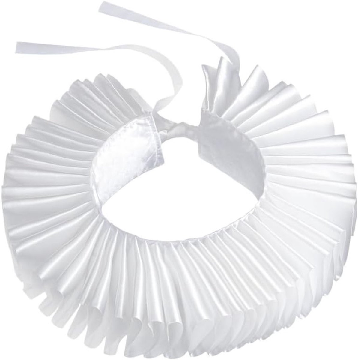 Renaissance-clownskraag met ruches voor Halloween, cosplay en theater - afneembare halsband, retro accessoires, wit