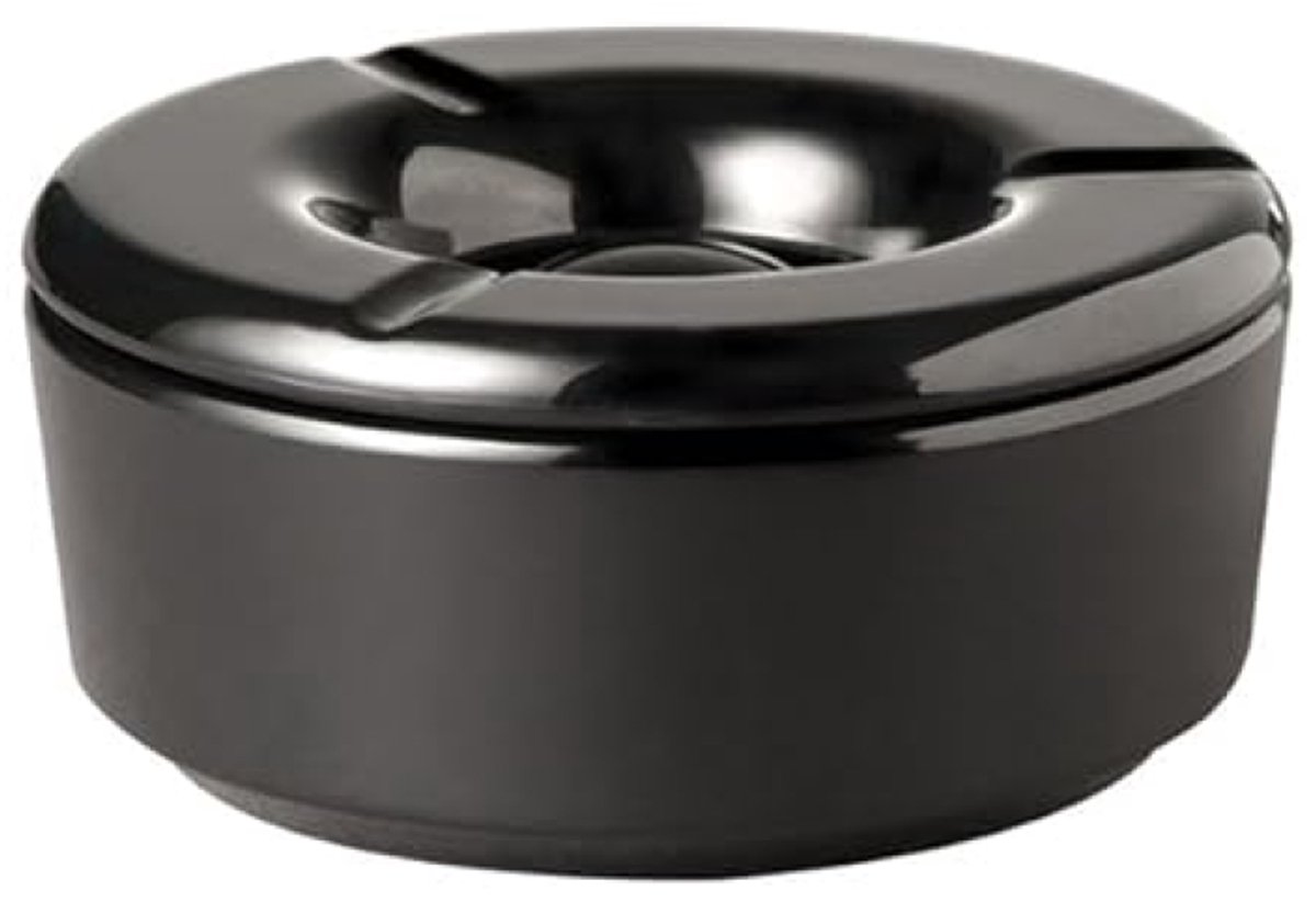 Windasbak met deksel casual - Ø 11,5 cm - 5 cm hoog - melamine - zwart
