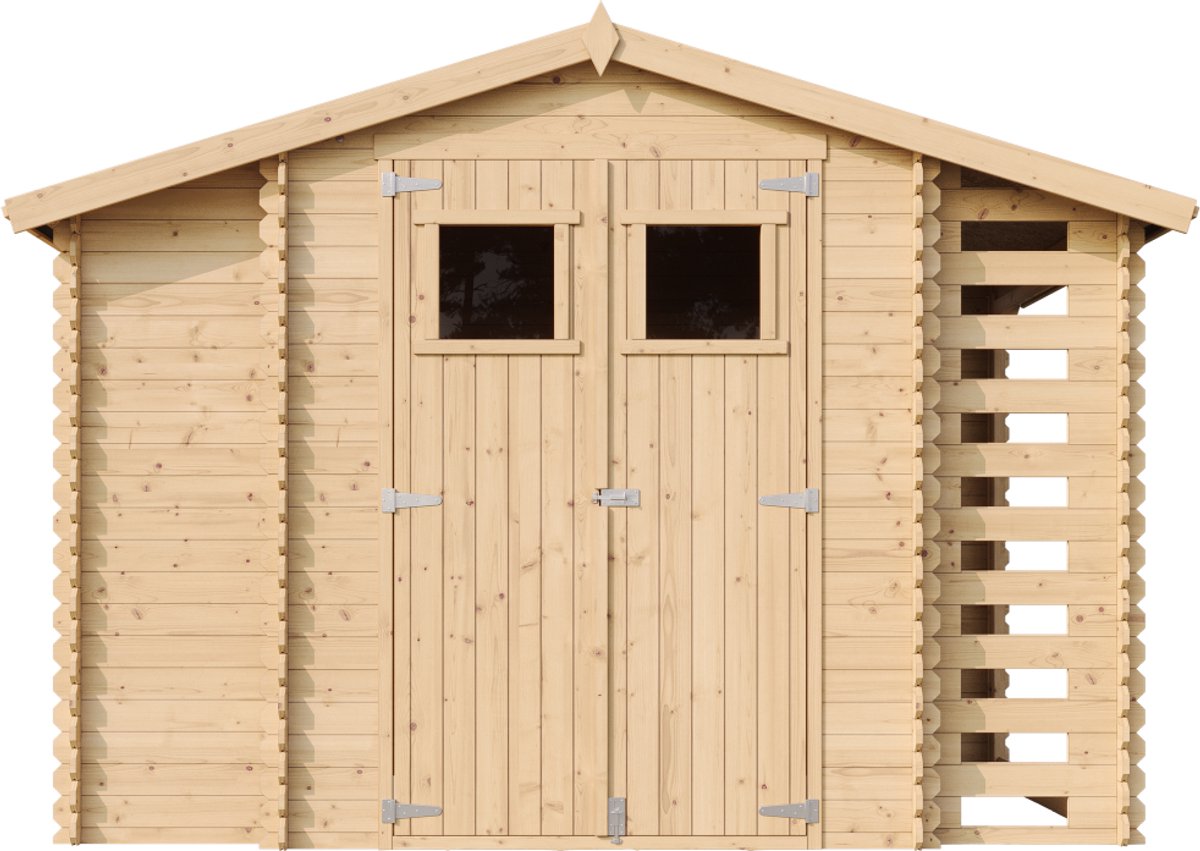 Timbela M389 - Houten tuinhuis-brandhoutschuurtje - 5,41 m² - 206x328xH218 cm - zonder vloer