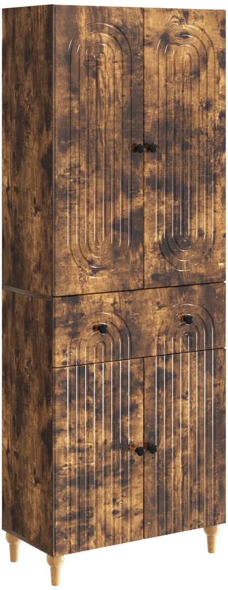 vidaXL Kast - Set - 2 - st - Gerookt - eiken - Bewerkt - hout Gerookt eiken