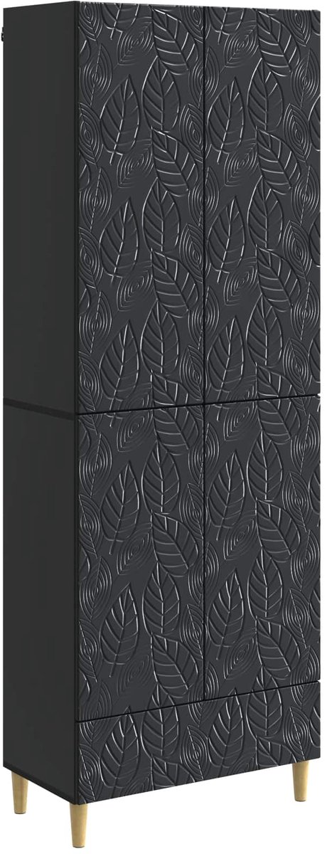 vidaXL Kast - Set - 2 - st - Zwart - Bewerkt - hout