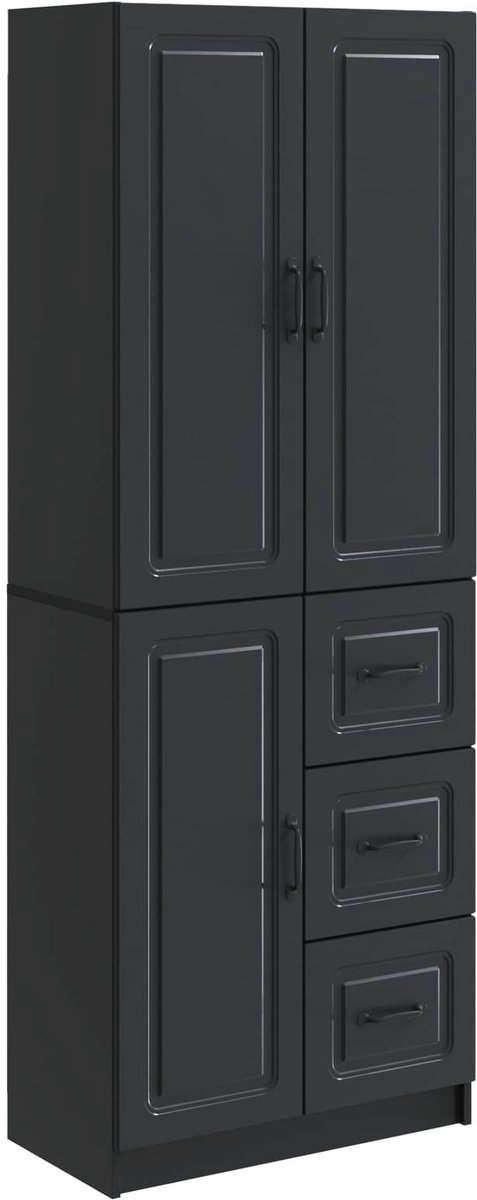 vidaXL Kast - Set - 2 - st - Zwart - Bewerkt - hout