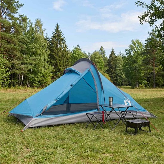 vidaXL - Backpacking - Tent - 4-persoons - Blauw - 185T - Polyester - met - PU - Coating van Vidaxl — afbeelding 3