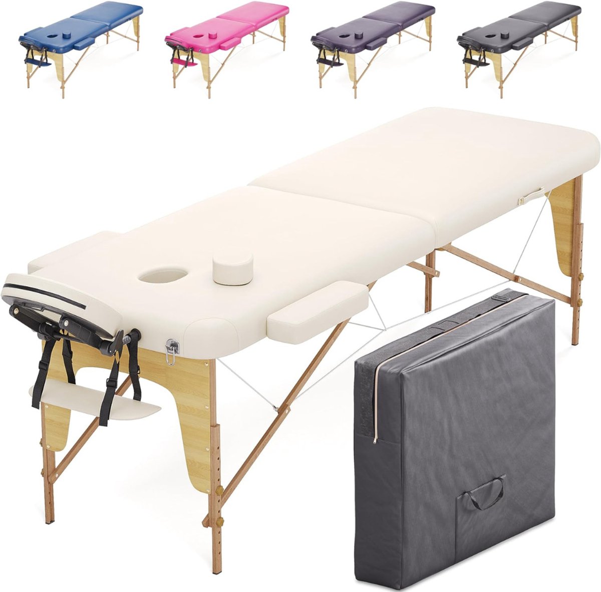 RWB® Massagetafel Inklapbaar - Massagetafel - Massage Tafel Inklapbaar - Creme - 185cm x 60cm x 84cm