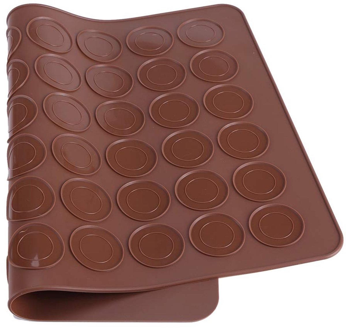 Dailygoods - Dailygoody - Bakplaat Mat - Siliconen Mal voor Macarons - Perfecte Bakresultaten - Chocoladekleur - Decoratie Tool - Voor Thuisbakkers - 39 x 28,5 cm