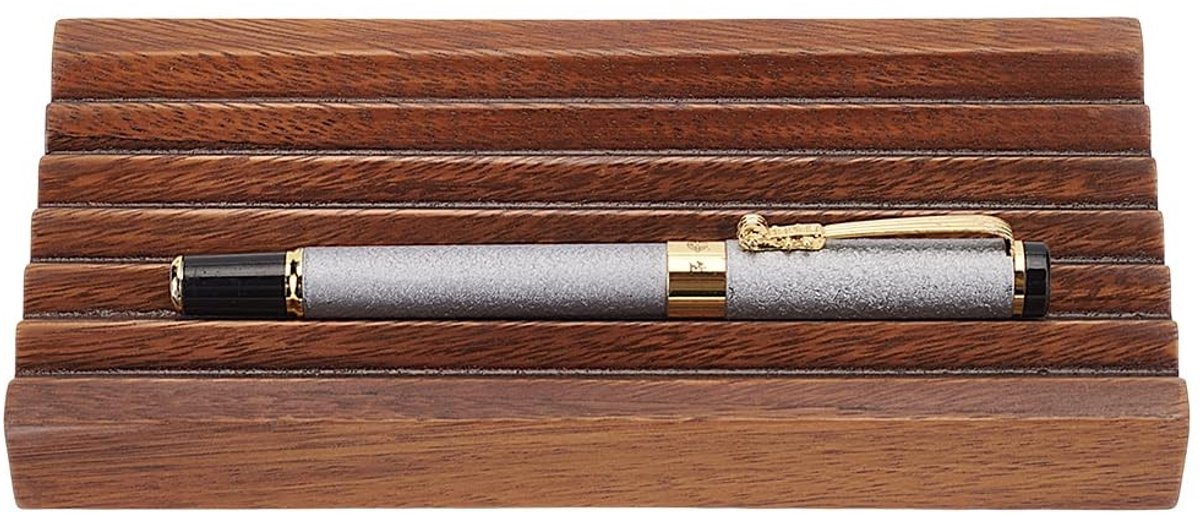 Dailygoods - Houten Penhouder met 6 Groeven voor Bureau