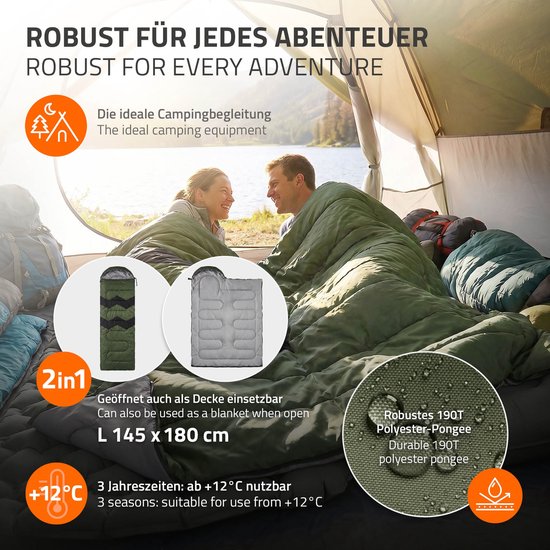 Slaapzak outdoor voor camping, kaki, 210 cm, 3 seizoenen voor volwassenen, 2in1 deken slaapzakken Warm, compact & lichtgewicht — afbeelding 4