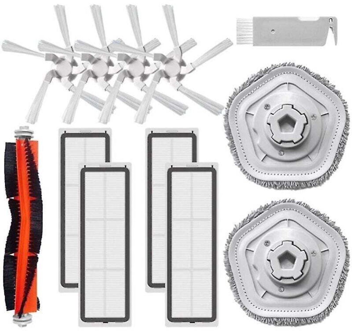 Hoofdborstel aan de zijkant, HEPA-filter, reinigingspads Geschikt voor zelfreinigende robotstofzuigers en reinigingssets Geschikt voor de Bot W10 en W10 Pro.