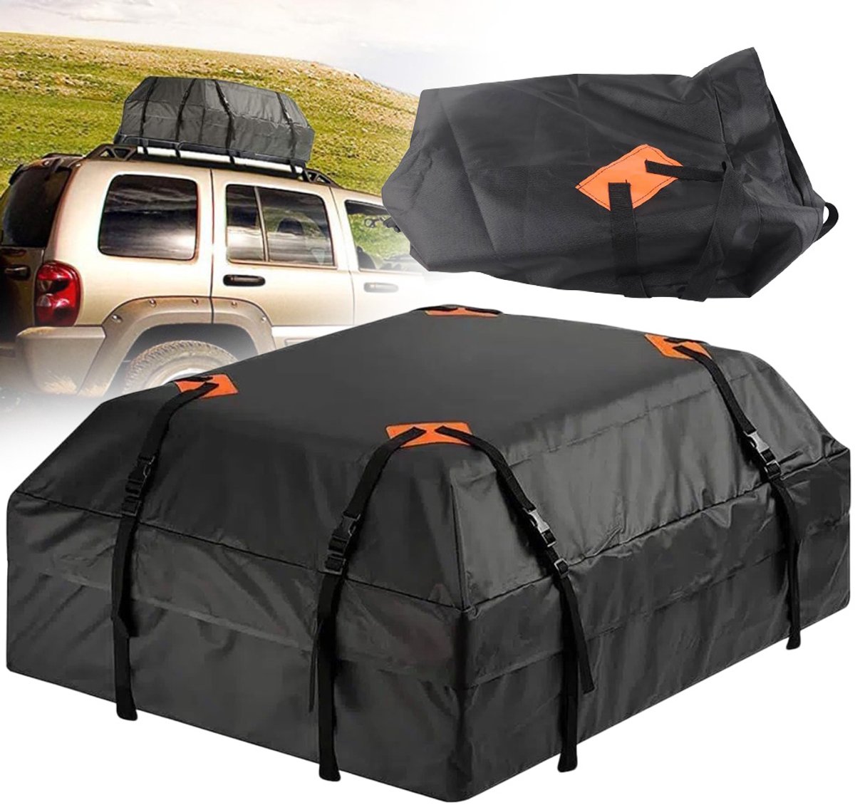 Dakkoffer 425L - Waterdichte Auto Daktas - Opvouwbaar - Oxford 600D + PVC - voor Auto - Zwart
