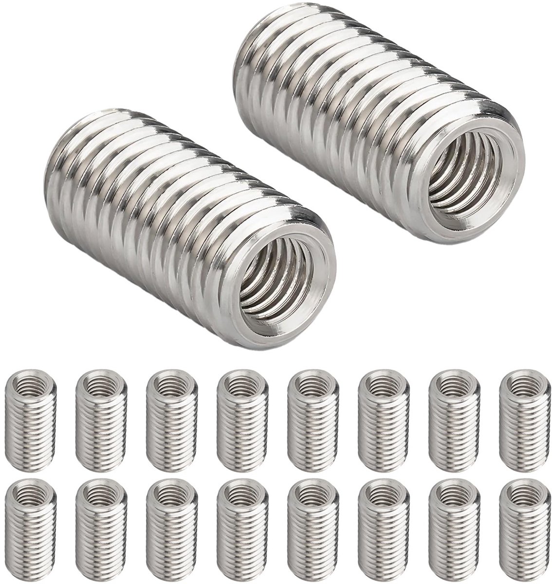 Dailygoods - Dailygoody - Schroefdraadinzetstukken - M8 naar M6 - Roestvrij staal - 8 mm lengte - Meubelprojecten - Eenvoudige installatie - 20 stuks