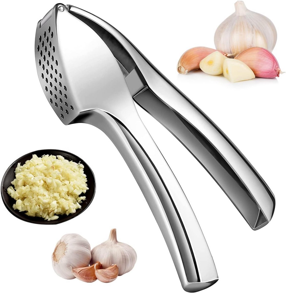 Knoflookpers gemberpers - Vaatwasser bestendig - Borstel peller mesje - Handmatig