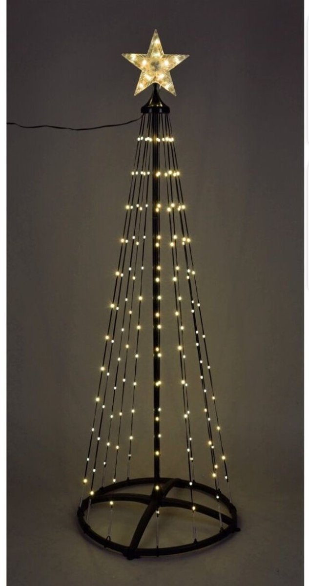 Ceruzo Kerstboom Vlaggenmast – 210 cm – 370 LED – Warm Wit – Zwart Frame – Afstandsbediening