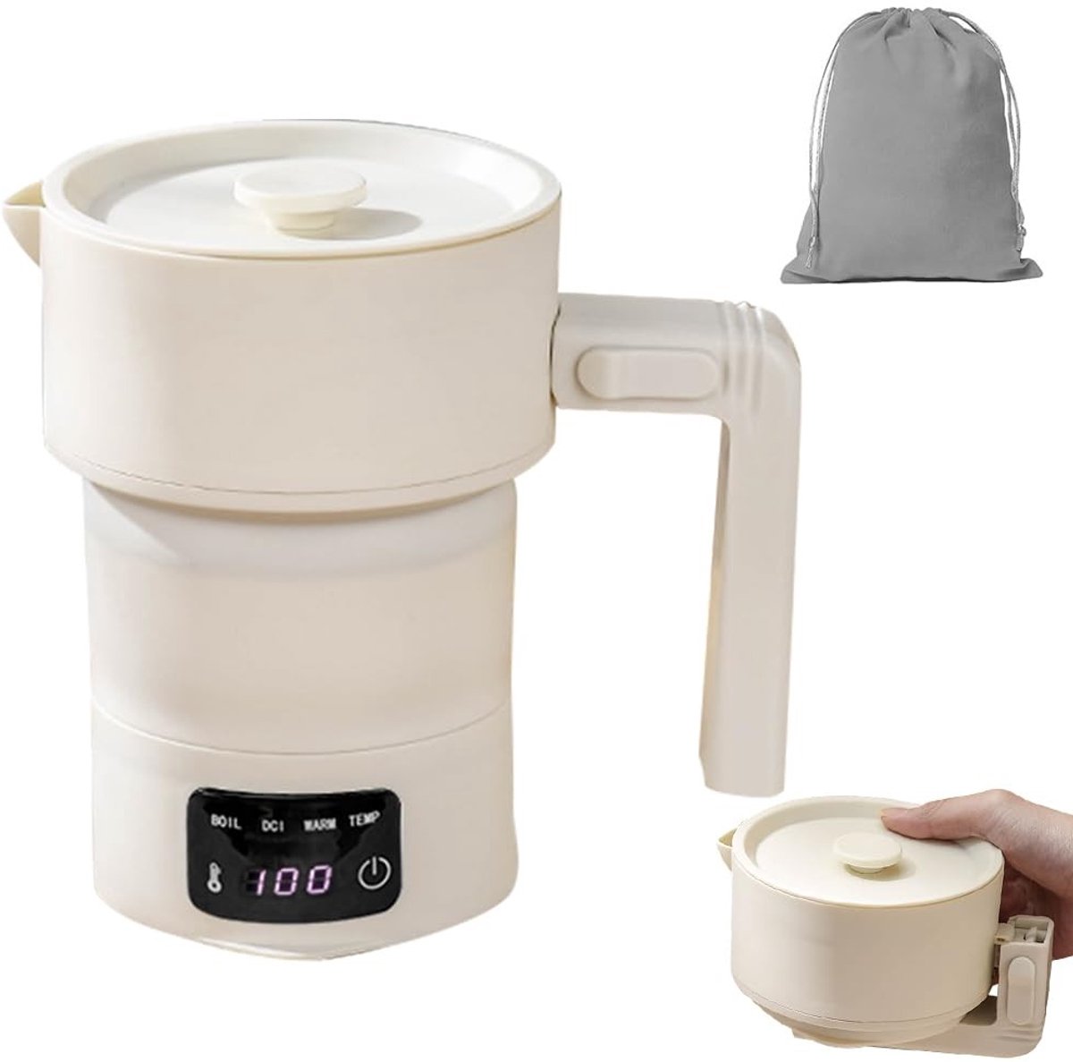 Dailygoods - Opvouwbare Waterkoker met Temperatuurweergave 0,6L
