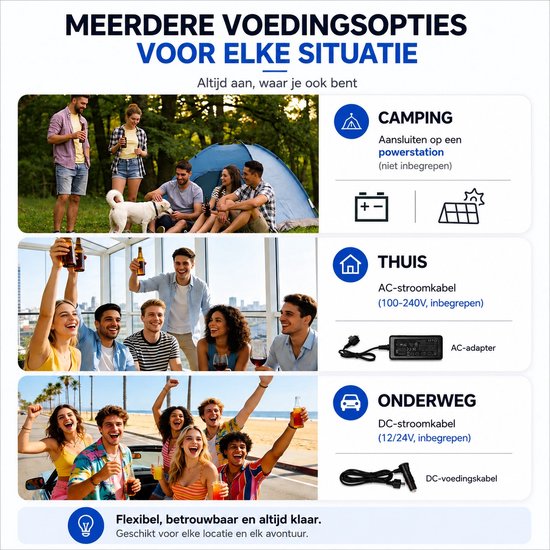 Celestul - Coolbox - Koelbox 55L - Elektrische Coolbox - Draagbare mini koelkast - Draagbare Auto Vriezer 12/24Volt - Zwart/Wit — afbeelding 3