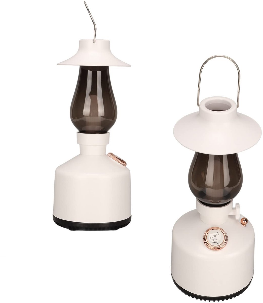 Dailygoods - Dailygoody - Vintage Lantaarn - Draagbare Campinglamp - 360 Graden Surround Sound - Wit - Nachtlampje met Muziek - Waterdicht - Geschikt voor Avo