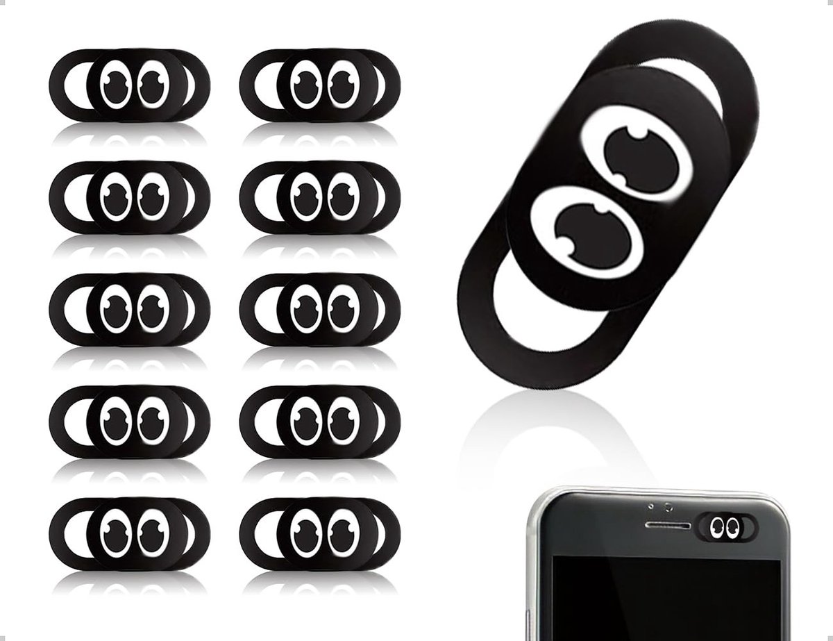 Dailygoods - Dailygoody - Webcam Cover - Privacy Bescherming - Ultra-dun - Zwart - Camera Slider - Voor Computer en Smartphone - Set van 10