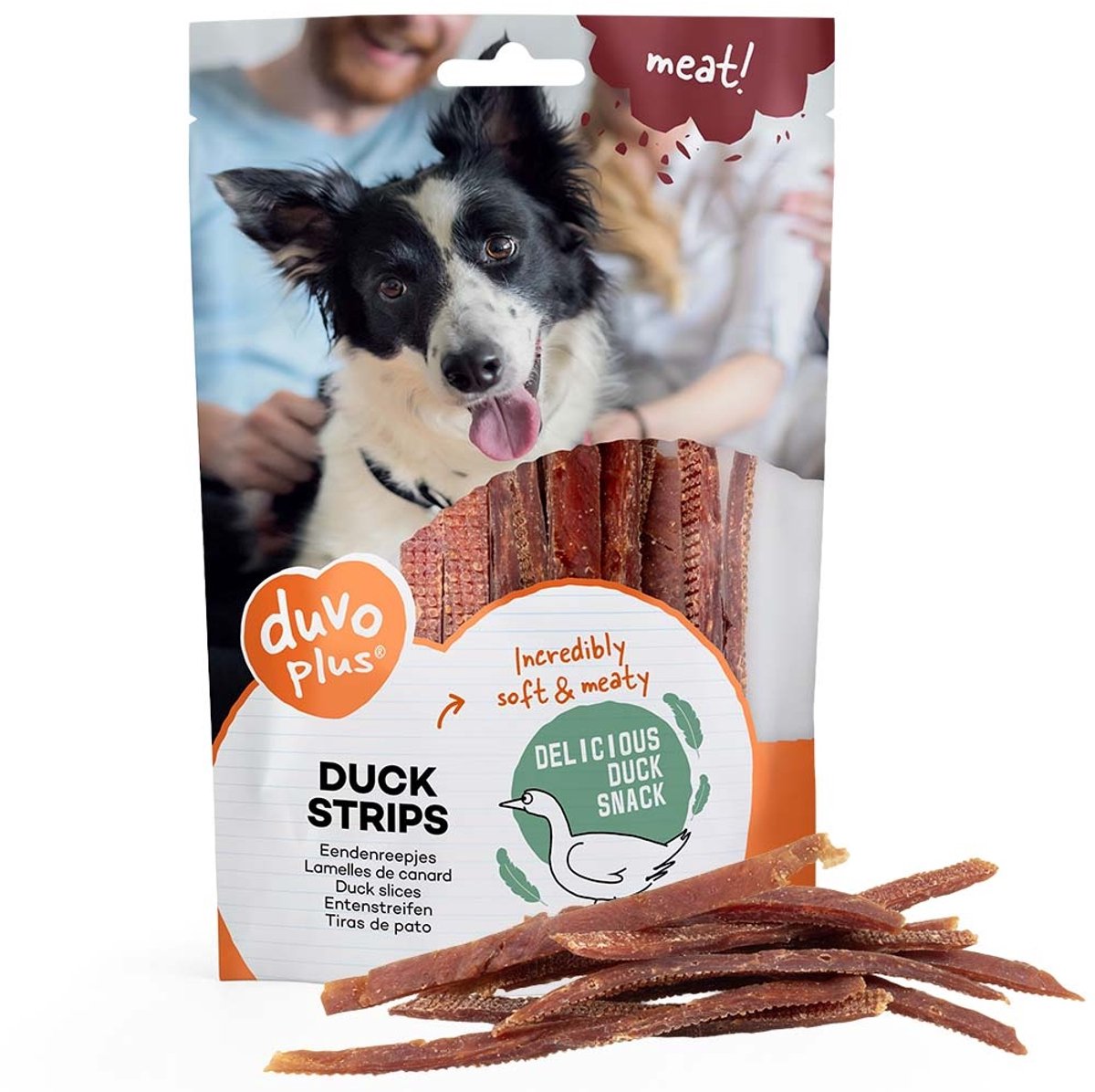 Duvo+ Eendenstrips 80 g | zachte, graan- en glutenvrije hondensnack 80 gram