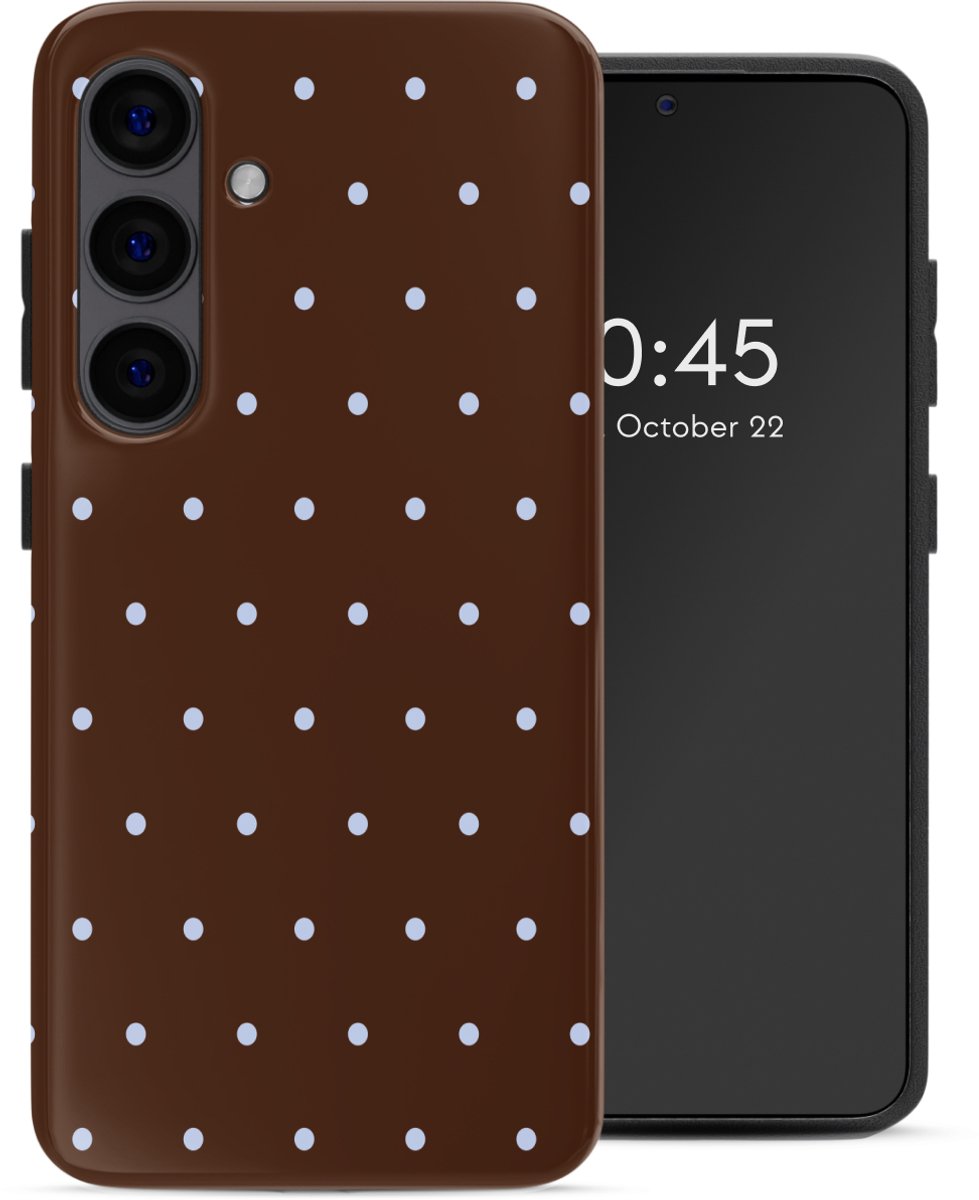 Selencia Hoesje - Geschikt voor Samsung Galaxy S24 - Backcover - Happy Dots Chocolate
