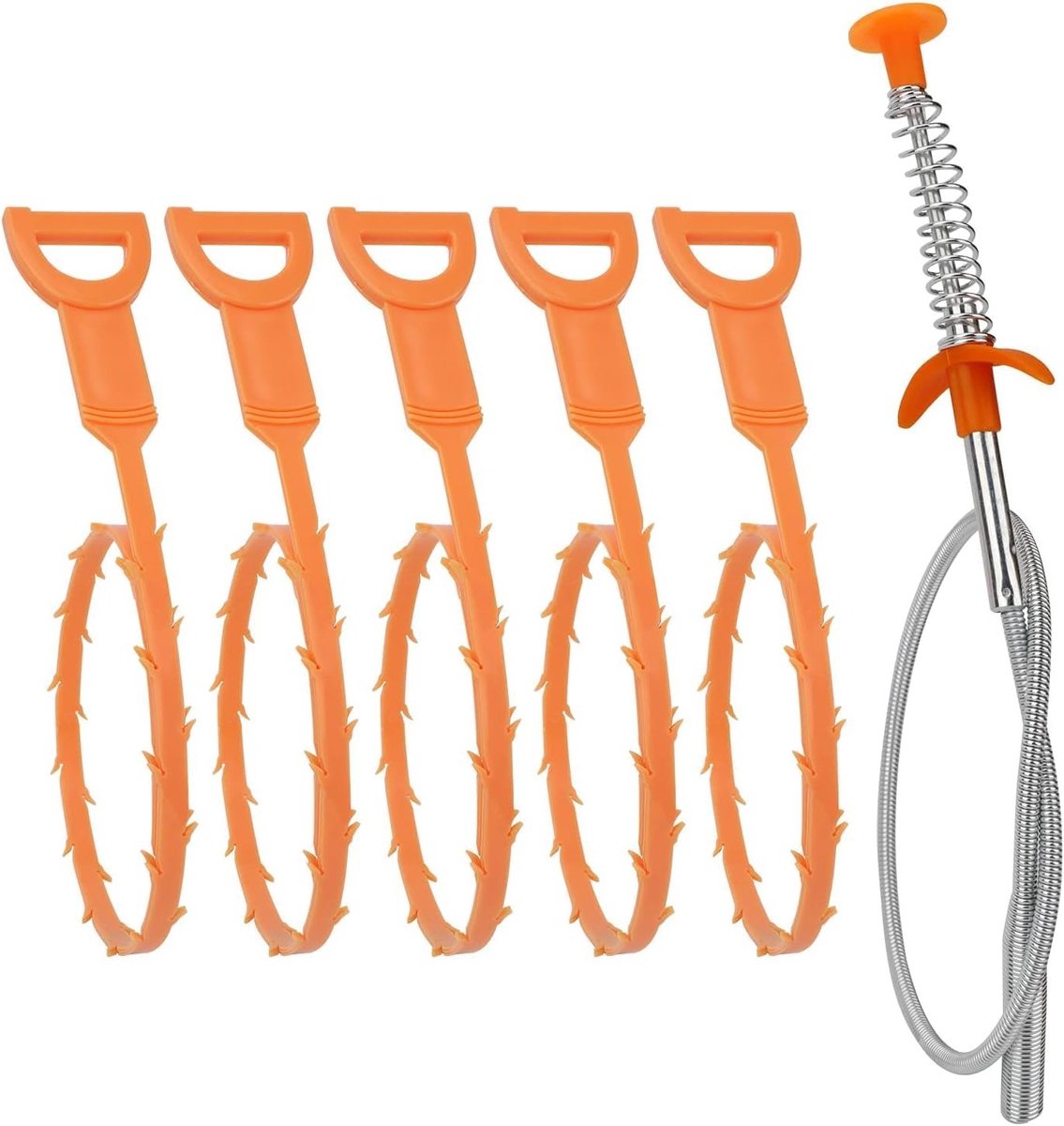 Professionele 6-in-1 Afvoerreinigingsset met Flexibele Borstels en Accessoires voor Wasbak, Bad en Toilet, Ideaal voor het Verwijderen van Verstoppingen