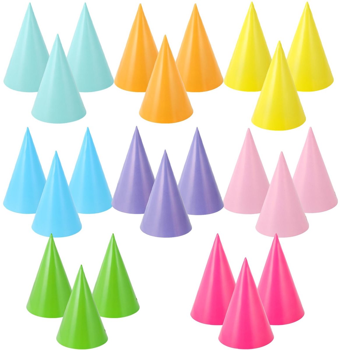 Dailygoods - 24 Stuks Verjaardags Feestmutsen in Diverse Kleuren