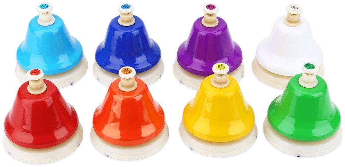 Dailygoods - Dailygoody - Hand Bells Set - Muzikaal Speelgoed - Duurzaam en Exquise - 8 Noten - Kinderen - Educatief Muziekinstrument - Percussie