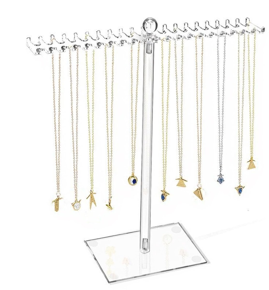 Dailygoods - Dailygoody - Acryl Ketting Display Stand - Sieraden Organizer - Transparant - Oorbel Hanger - Geschikt voor Meisjes - 30D x 10B x 2H cm