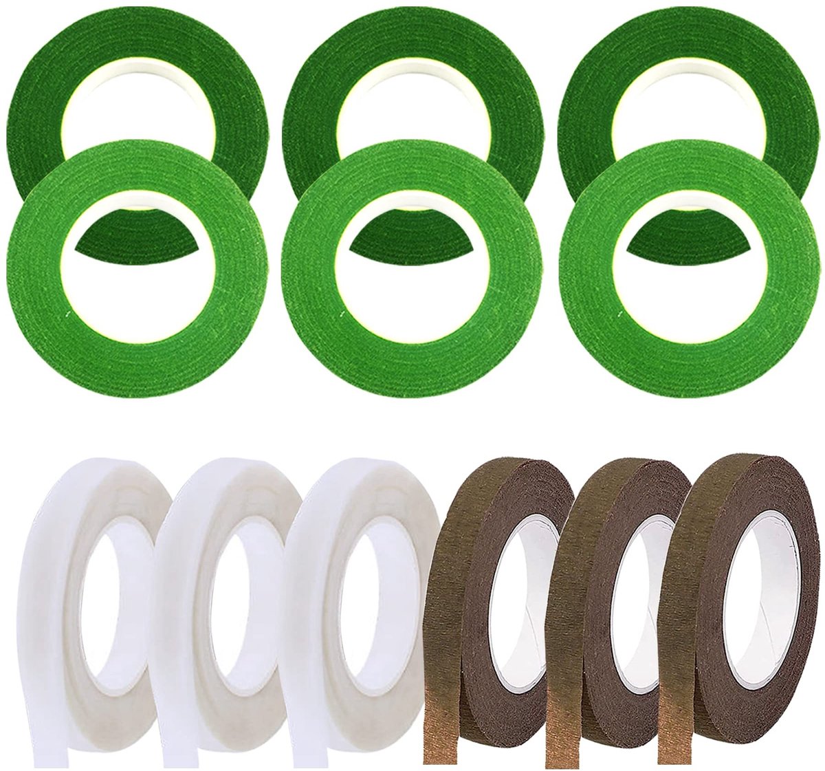 Dailygoods - Dailygoody - Flora Crepe Tape - Bloemistenlint - Sterk en eenvoudig te gebruiken - 12 stuks - Decoratie voor boeketten - DIY kunsthandwerk - Geschikt ..