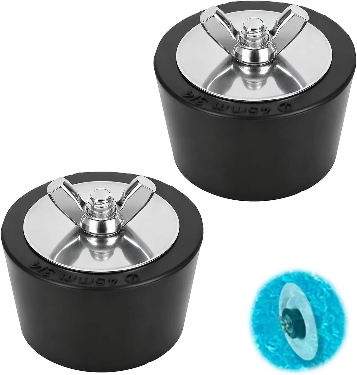 Dailygoods - 2 Stuks Zwembad Winterklekker van Rubber en RVS