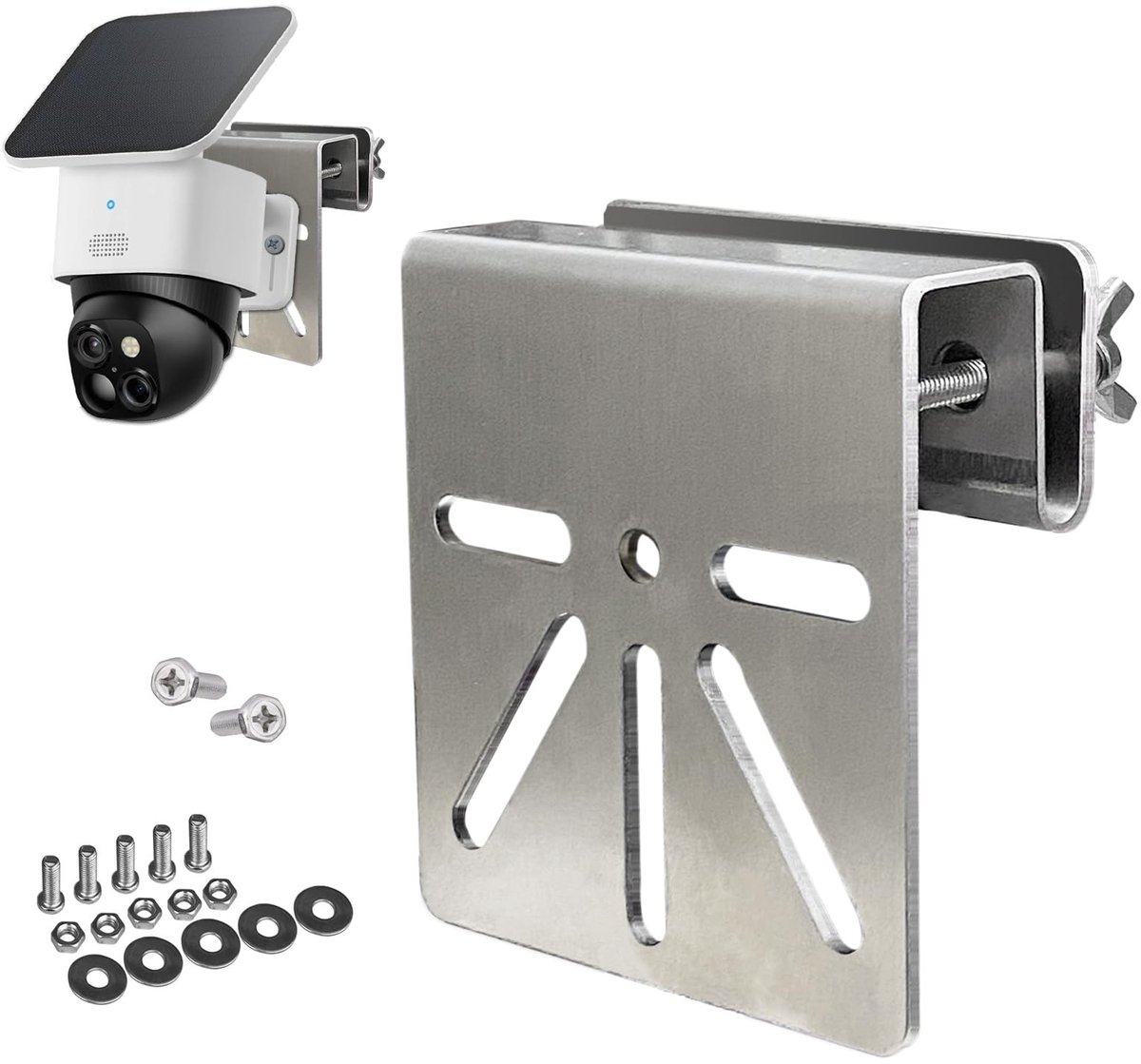 Dailygoody - Dakgoot montage beugel - Zonne-beveiligingscamera houder - Roestvrij staal - Geschikt voor Eufy Security SoloCam S340 - Eenvoudige i...